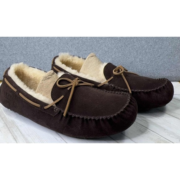 UGG Olsen Slippers Espresso Brown House Shoe Moccasins Men's Size 17 Suede - Picture 1 of 8